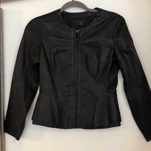 Theory black Jondi leather peplum jacket